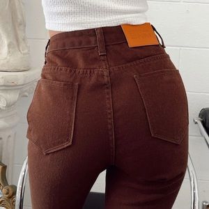 Princess Polly Brown Flared High Waisted Jeans